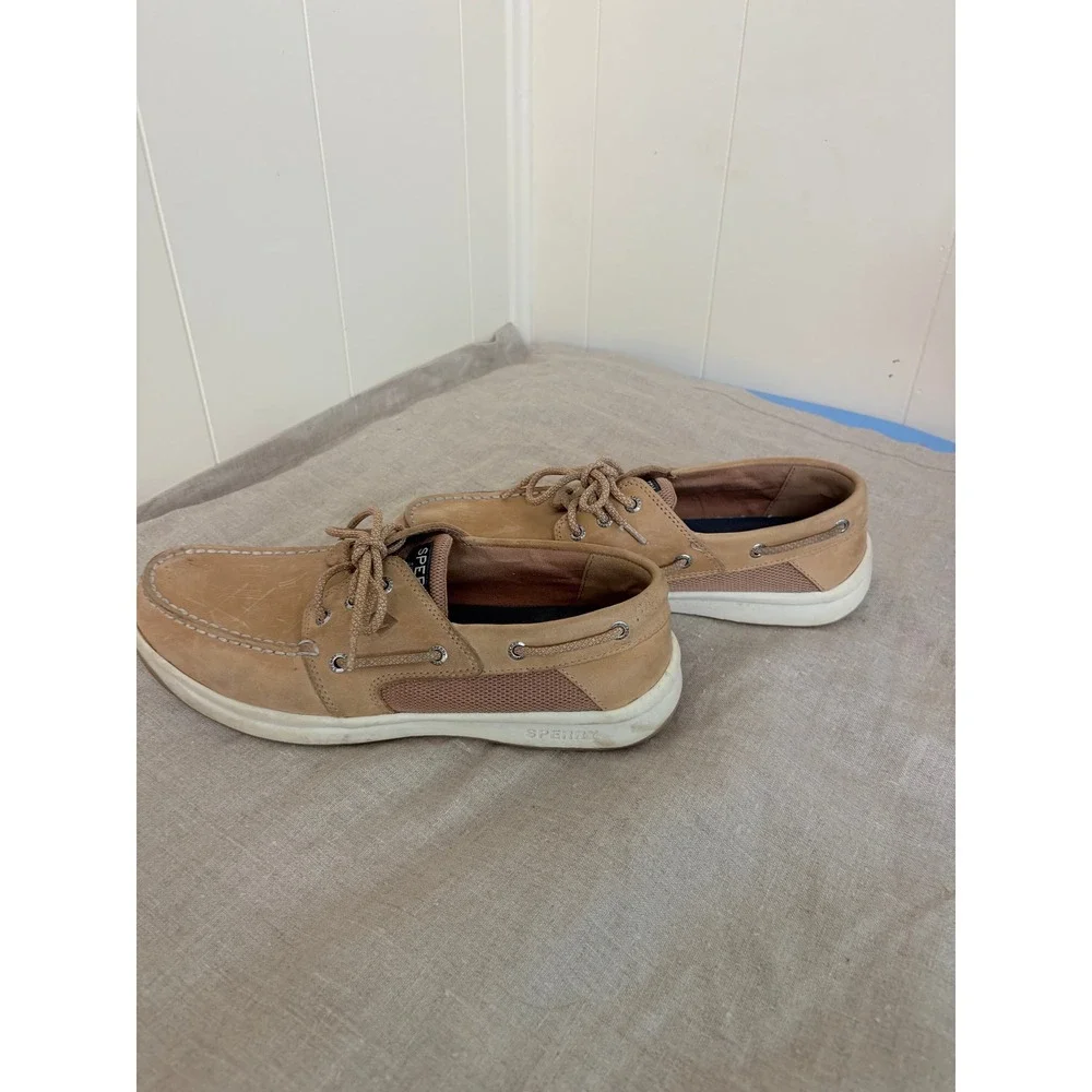 Sperry Top-Sider 7 Seas 3-Eye Tan Leather Boat Shoes Mens 10.5M STS17627
